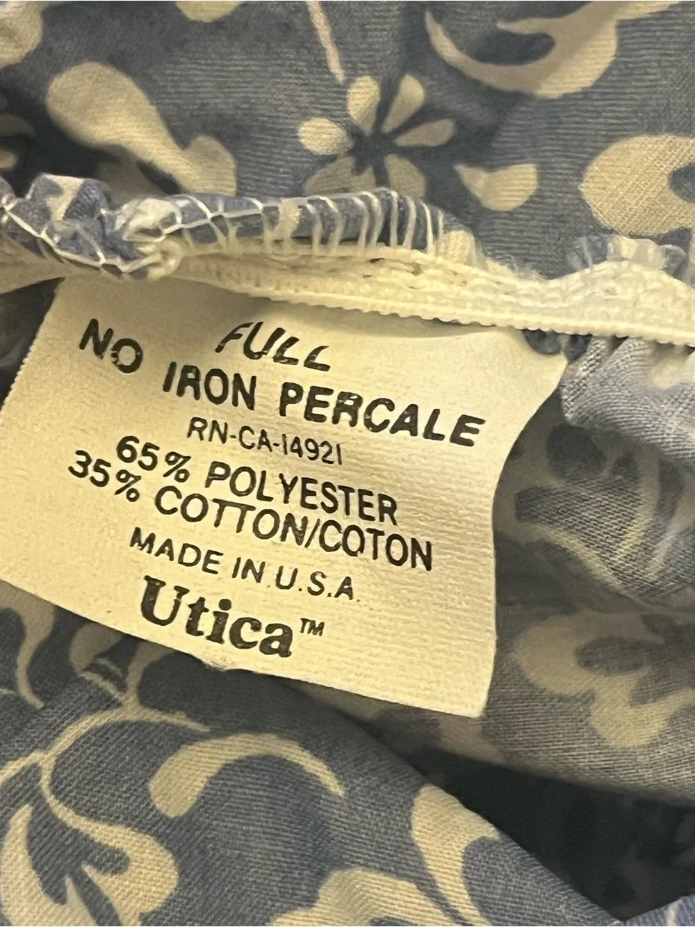 Blue and White Utica Floral Full size Sheet set